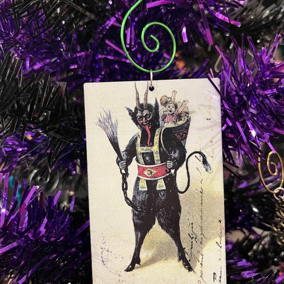 Krampus Ornament Set, Retro Krampus Postcard Greeting Holiday Ornament set - Picture 2 of 13